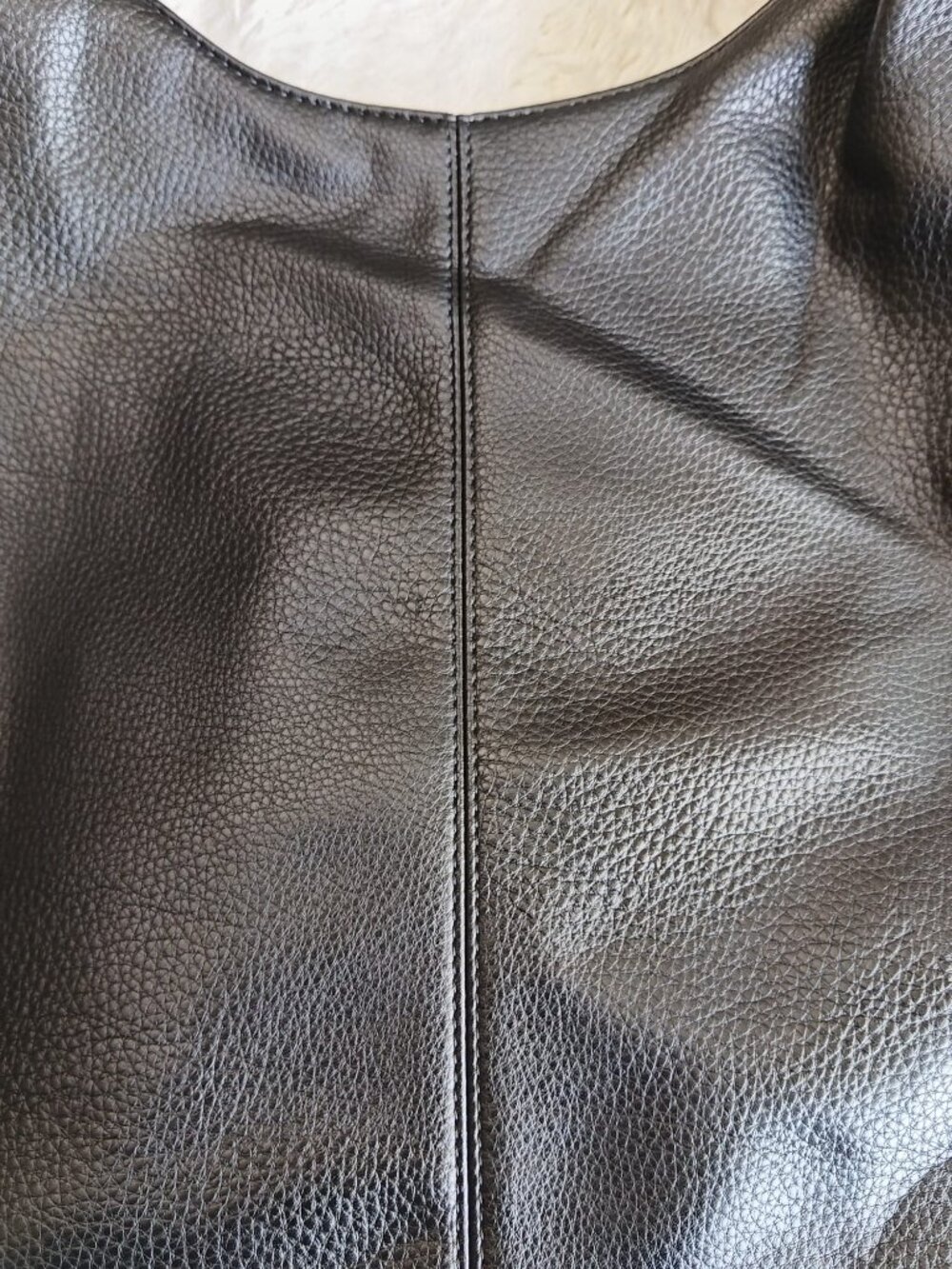 Black Pebble Leather Studded Hobo Bag Shoulder Tote Zipper Accents Edgy Rocker - Picture 6 of 12